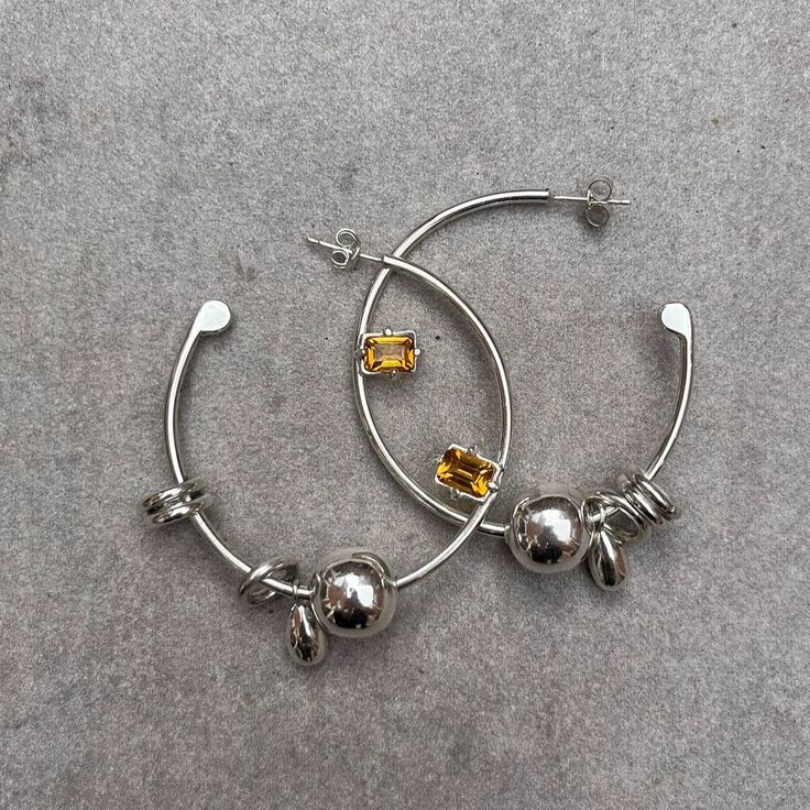 Citrine hoop earrings